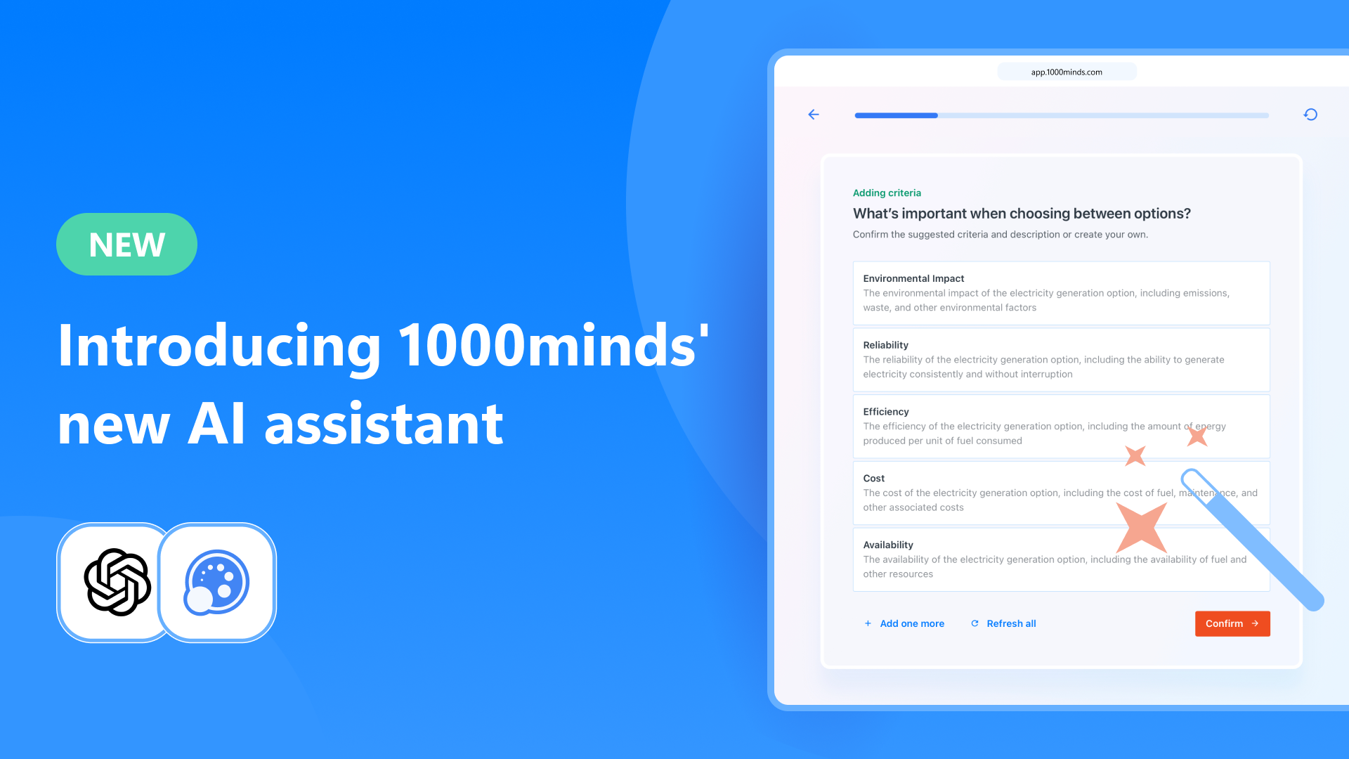 1000minds’ AI assistant: keeping humans in charge of AI assisted decision-making